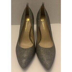 Chase & Chloe Womens Yasmin 2 Pump Heels Sequins Pointed Toe Silver Size 10